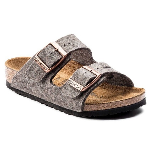 Birkenstock Arizona Kids Wool Felt Gray Elk Sandals EU26 US K 8 Narrow 1007124 - Picture 2 of 8